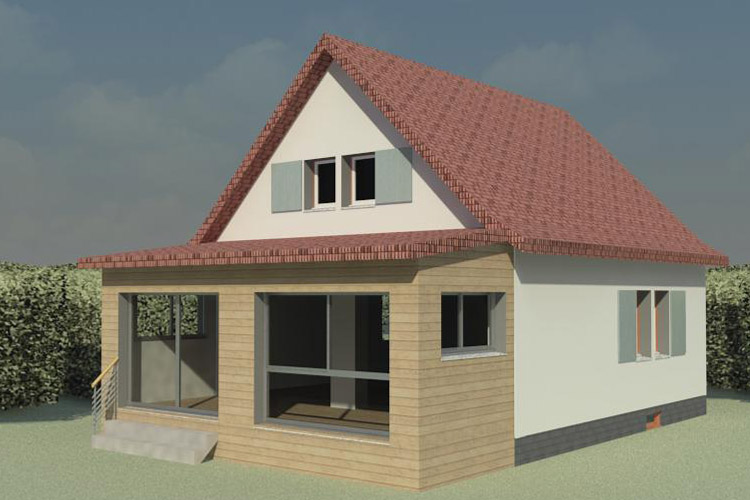 perspective 3D extension maison individuelle